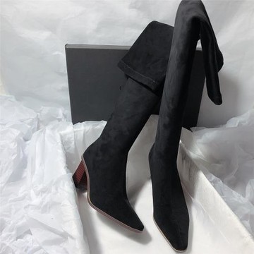 森嶼海巷 2025新款真皮韓版氣質高跟溫柔優雅彈力瘦瘦過膝長靴女