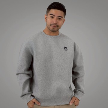 【山林同萌系列】黑熊刺繡大學TEE花灰款(男女適穿)