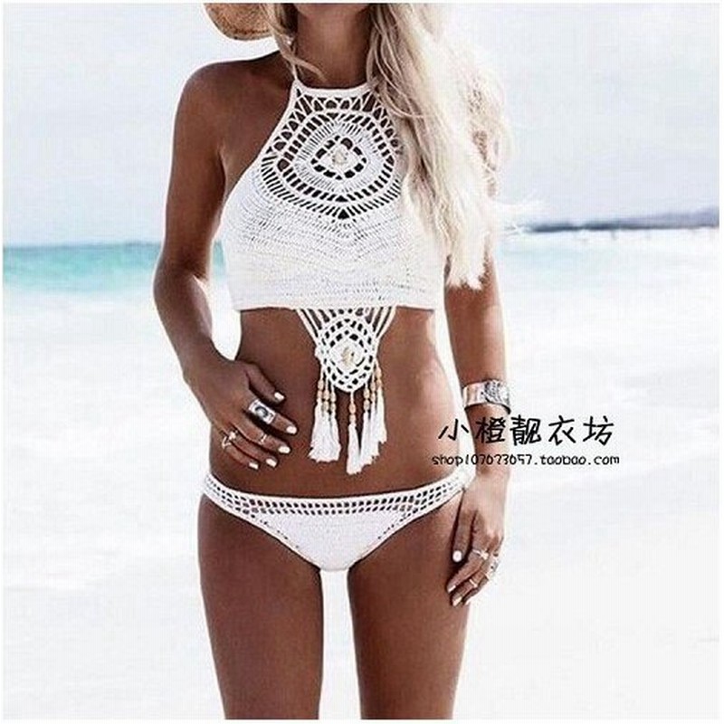 ビキニ クロシェ編みニットビキニ ホワイト 水着 夏 リゾートコーデ ビーチ 海水浴 温泉 通販 Lineポイント最大get Lineショッピング