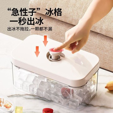 🛒臺灣24h🌳一鍵出冰製冰盒按壓式冰塊收納盒帶蓋家用食品級食物收納盒