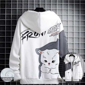 秋冬季男士夾克連帽冬款潮流潮牌ins外套衫加絨加厚拉鏈開衫男裝