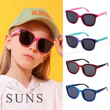 【SUNS】兒童偏光太陽眼鏡 經典休閒方框款 輕量矽膠超彈性 抗UV400 S821