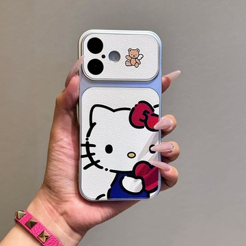 大頭凱蒂貓小熊適用iPhone17promax手機殼全包大視窗蘋果16小羊皮