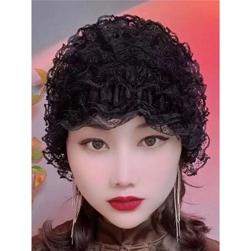 新款美人紗彈力蕾絲包頭帽遮白發收碎發層層帽時尚款家居透氣小帽