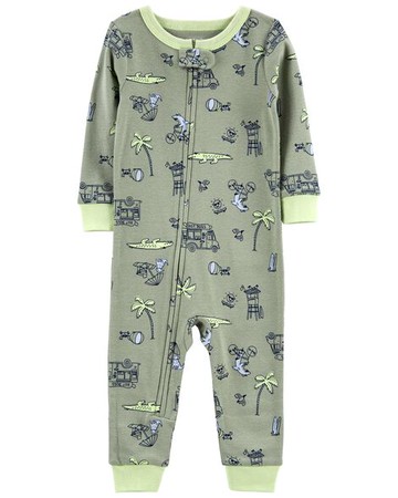 Toddler 1-Piece Shark 100% Snug Fit Cotton Footie PJs