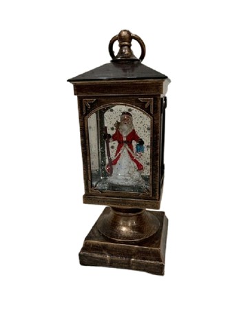 LED燈音樂飄雪古典方燈擺飾 聖誕節裝飾燈  古典風  9吋