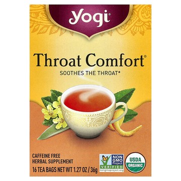 Yogi Tea, Throat Comfort®，無咖啡萃取，16 茶包，1.27 盎司（36 克）