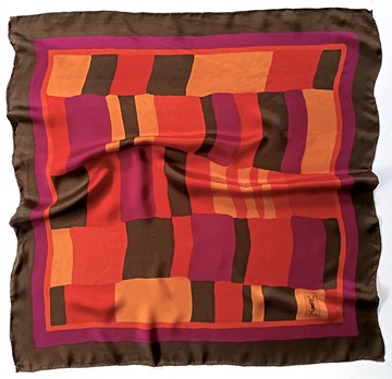 復古 Yves Saint Laurent 真絲絲巾，30 x 32 英吋，絲巾，禮物