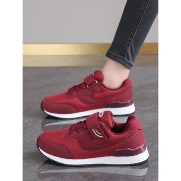 老人鞋秋冬大碼加絨棉鞋防滑中老年媽媽鞋子蛇年過年紅色運動鞋女