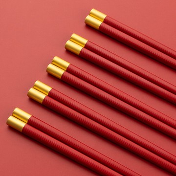 紅筷子喬遷結婚喜慶喜筷紅色春節過年新年家用高檔防滑防霉耐高溫