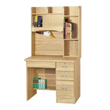 文創集 金雀3尺四抽書桌組合(附可調護眼燈)-90x55x165cm免組