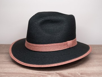 英倫簡約紳士帽-黑耀粉 紙線編織