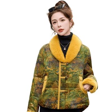 [巴黎精品] 現貨+預購 頂級真羽絨外套新中式90%白鴨絨羽絨衣寬鬆上衣秋冬大碼休閒女裝-毛翻領奢華n1mh60