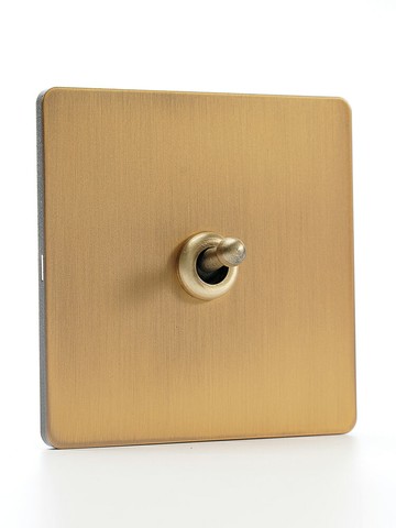 PIALT 不銹鋼電鍍黃古銅拉絲 仿古做舊 黃銅復古撥桿插座家用開關