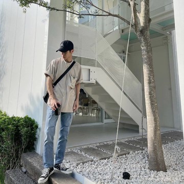 男裝 9分 切割 刷淺 牛仔褲 男生牛仔褲