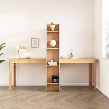 轉角書桌書架一體簡約書房電腦桌家用學生寫字桌兒童學習桌原木風J-41公司貨