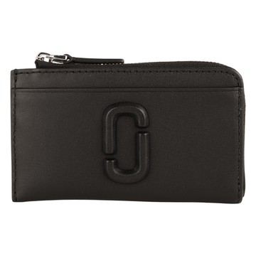 MARC JACOBS- MARC 滑面皮革拉鍊卡夾/零錢包(素面黑)