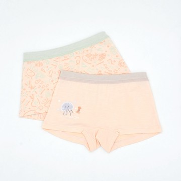 minihope美好的親子生活-沉靜海洋女童四角褲(2件組D)