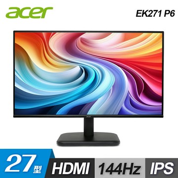 【Acer 宏碁】EK271 P6 27型 IPS 144Hz 螢幕【三井3C】