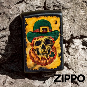 ZIPPO 妖精骷髏防風打火機 黑啞漆機 彩色噴印 寶藏地圖 疲憊的小妖 終身保修 46244
