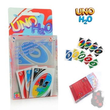 派對卡牌遊戲 UNO H2O 防水透明遊戲 透明撲克牌 塑料盒 英文說明書