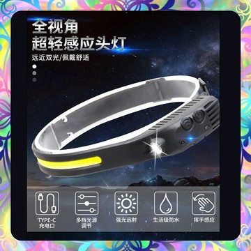 【揮手感應❎舒適服貼】感應頭燈 頭燈 警示燈 頭戴燈 充電式頭燈 露營頭燈 工作頭燈 戶外頭頂 釣魚頭燈 戶外