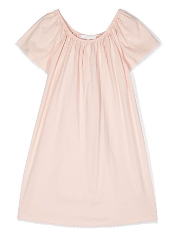 Chloé Kids - gathered short-sleeve nightdress - kids - Cotton - 4 - Pink
