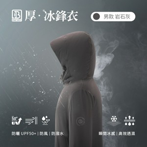 防風防潑水UPF50+防曬冰感A+級機能透氣厚冰鋒衣