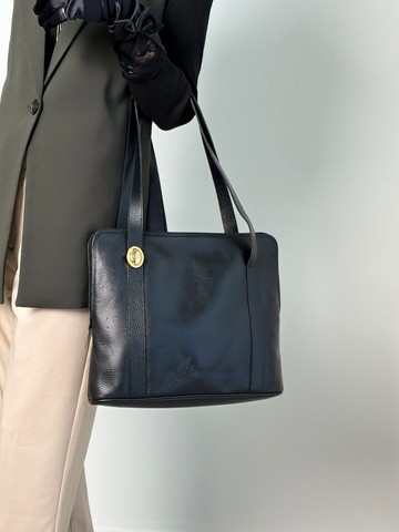 【日本直送 名牌中古包】Christian Dior 迪奧 托特包 黑色 Logo 橢圓 皮革 vintage 5snjtv