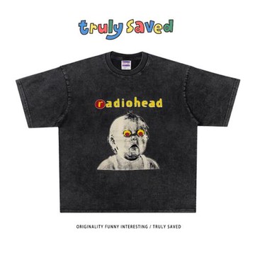 Radiohead電臺司令英國搖滾樂隊短袖T恤男復古潮牌嘻哈寬松半截袖