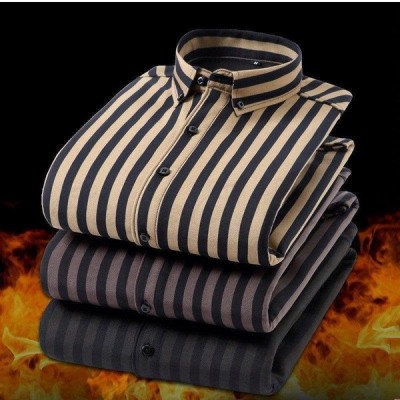 年秋冬新作 Yシャツ メンズ ストライプ柄 ワイシャツ 長袖 前開き トップス 厚手 裏起毛 暖かい ビジネス あったか 男性用 きれいめ 通販 Lineポイント最大get Lineショッピング