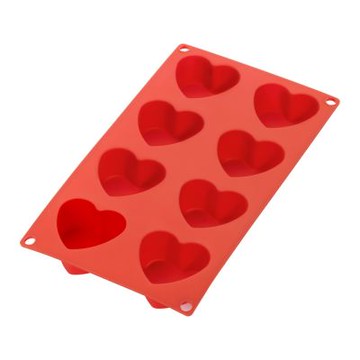 《LEKUE》8格心型點心烤模-紅30cm-- 點心烤模 果凍模 小蛋糕模  甜點模