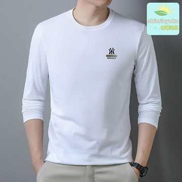 【純棉舒適】男士長袖T恤 純棉T恤 休閒T恤 印花T恤 青年打底衫 簡約圓領 春秋薄款 百搭日常通勤