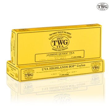 【TWG Tea】 手工純棉茶包雙入組 (皇后茉莉花綠茶+烏瓦高地,15包/盒)