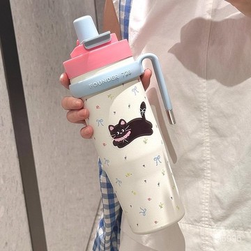 保溫瓶 隨行杯 冰霸杯 保溫瓶 冰壩杯 隨身杯 保冰杯 冰霸杯保溫杯大容量女款水杯2024新款高顔值壺316不銹鋼吸管杯