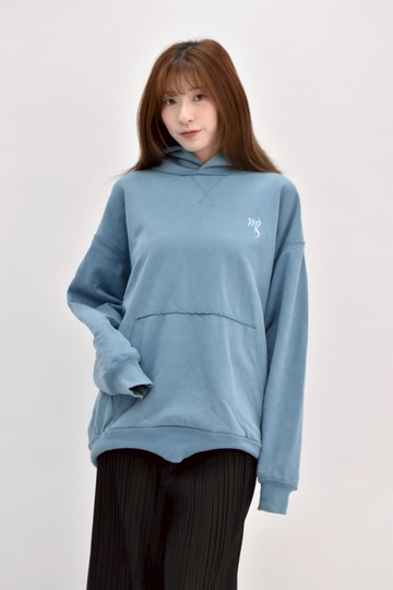 (F) venturesome質感長袖連帽寬鬆藍色長袖上衣