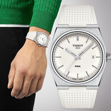 TISSOT 天梭 官方授權 PRX系列 夜光版70年代復刻手錶 1212購物節 送禮推薦-白/40mm T1374101701100