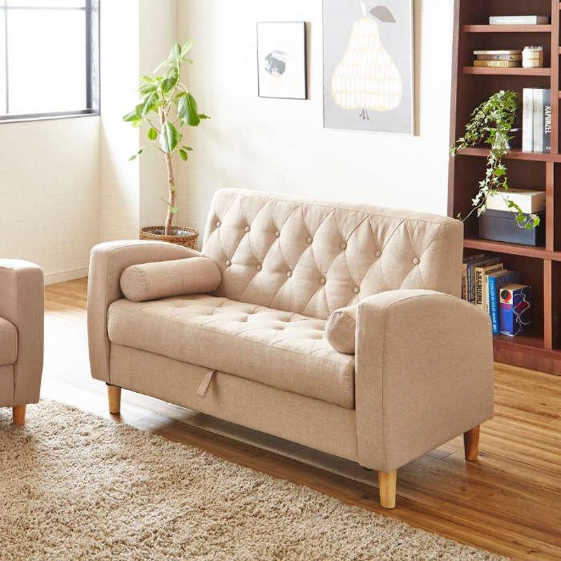 ソファソファー2人掛け2人掛けソファベージュ収納付き