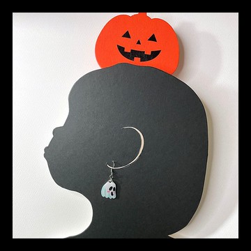 萬聖節飾品 幽靈黑貓 手繪 手作 耳環