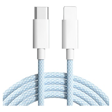 馬卡龍編織尼龍PD20W快充線 Type-C-lighting  2.4A輸出  1M  藍色  1條