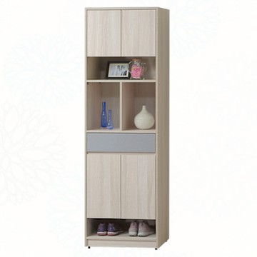 文創集 莫凡雙色2尺多格四門單抽高玄關櫃/隔間櫃-60x40x193cm免組