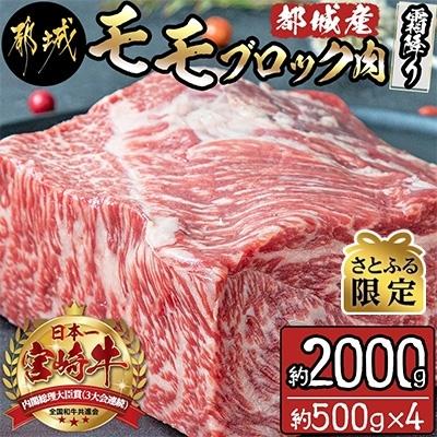 ふるさと納税 都城市 都城産宮崎牛モモブロック肉(霜降り)約2,000g