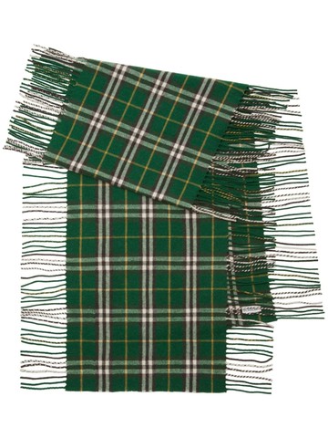 Burberry - checked cashmere fringed scarf - unisex - Cashmere - One Size - Green