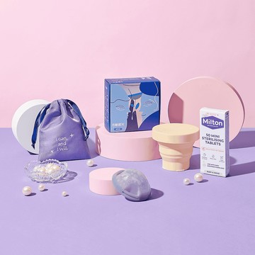 【月釀碟片】獨家限定包裝｜標準型｜消毒大套組（單盒＋消毒錠＋摺疊水杯）