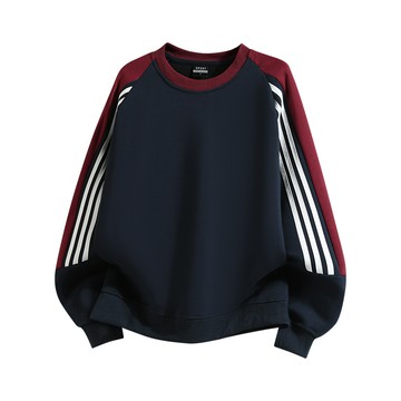 【HOT 本舖】男装【65棉 情侶款衛衣】高街秋冬季男女同款青年學生三條槓加絨加厚圓領衛衣奧粒絨保暖套頭上衣百搭