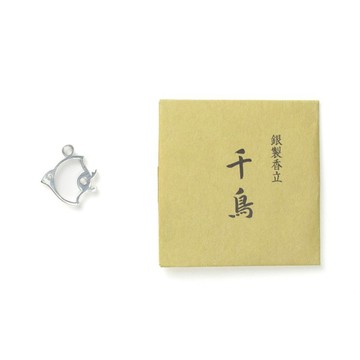 日本【松榮堂】銀製香立 -千鳥-