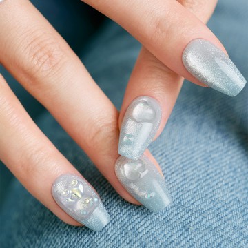 Dashing Diva/P 頂級璀燦美甲片-冰藍小熊 30片/盒 MDU5F008CG