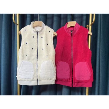 29f17   出口高爾夫球新品秋冬女士羊羔絨馬甲大口袋拼接白色保暖