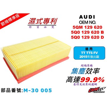 【CKM】奧迪 AUDI TT TTS FV 2015年後出廠 超越 原廠 正廠 空氣濾蕊 空氣濾芯 引擎濾網 空氣濾網