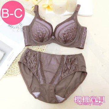 Cherry baby 【台灣製/MIT】(B-C) 清爽透氣紓壓軟鋼圈機能成套內衣-紫色